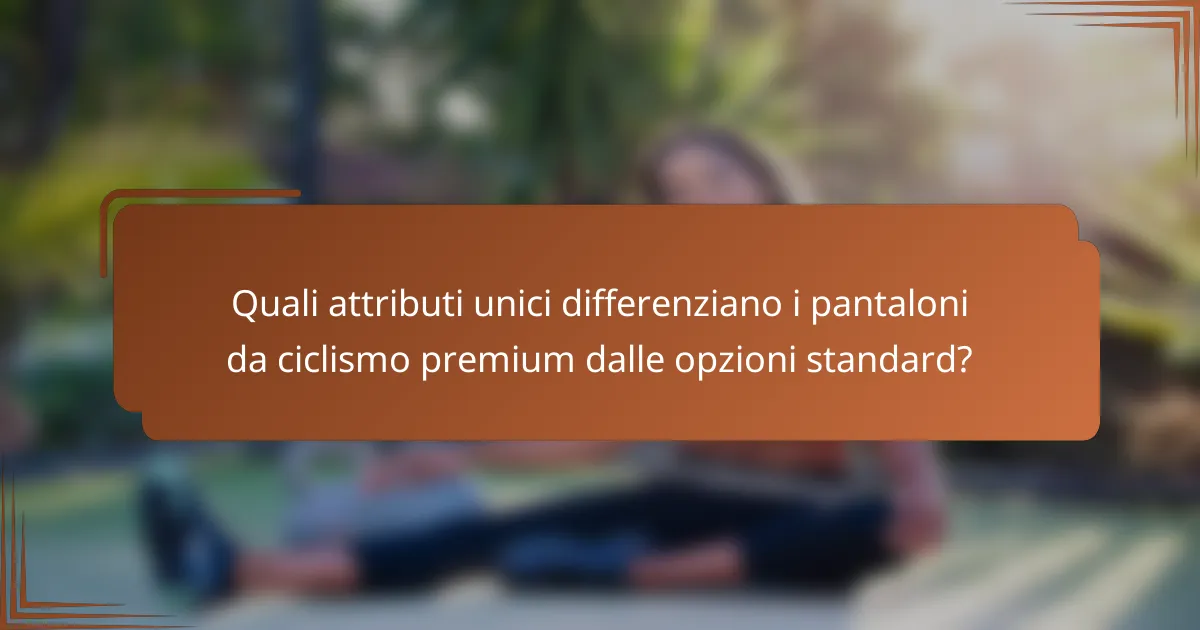 Quali attributi unici differenziano i pantaloni da ciclismo premium dalle opzioni standard?