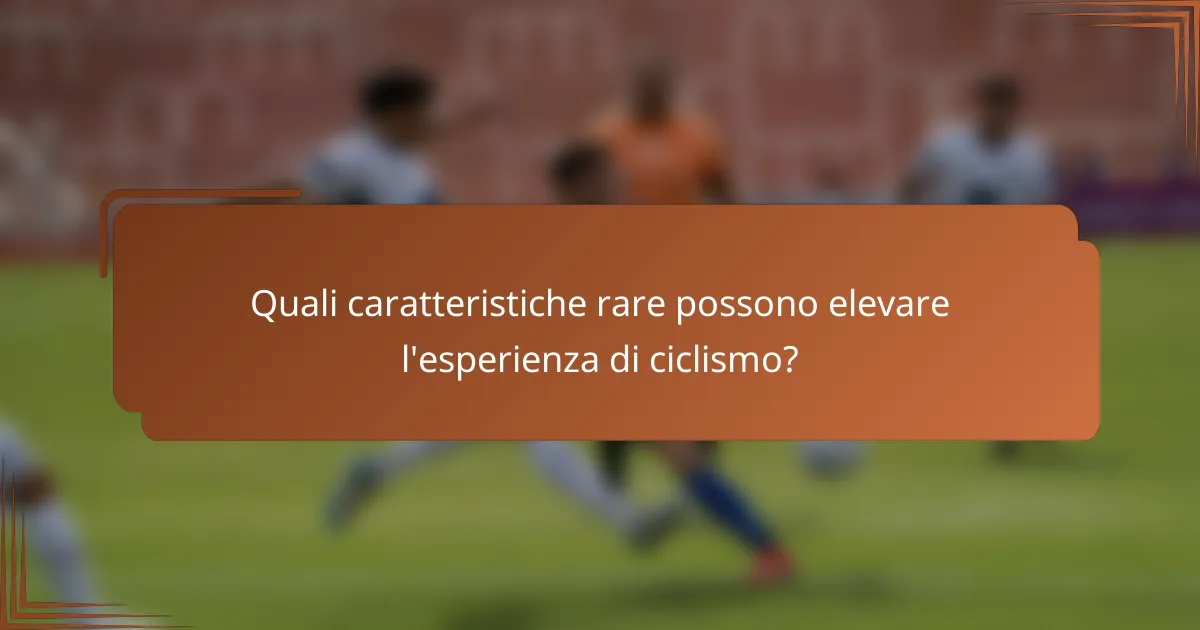 Quali caratteristiche rare possono elevare l'esperienza di ciclismo?