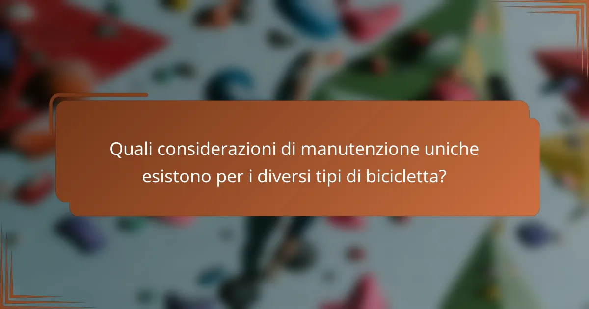 Quali considerazioni di manutenzione uniche esistono per i diversi tipi di bicicletta?