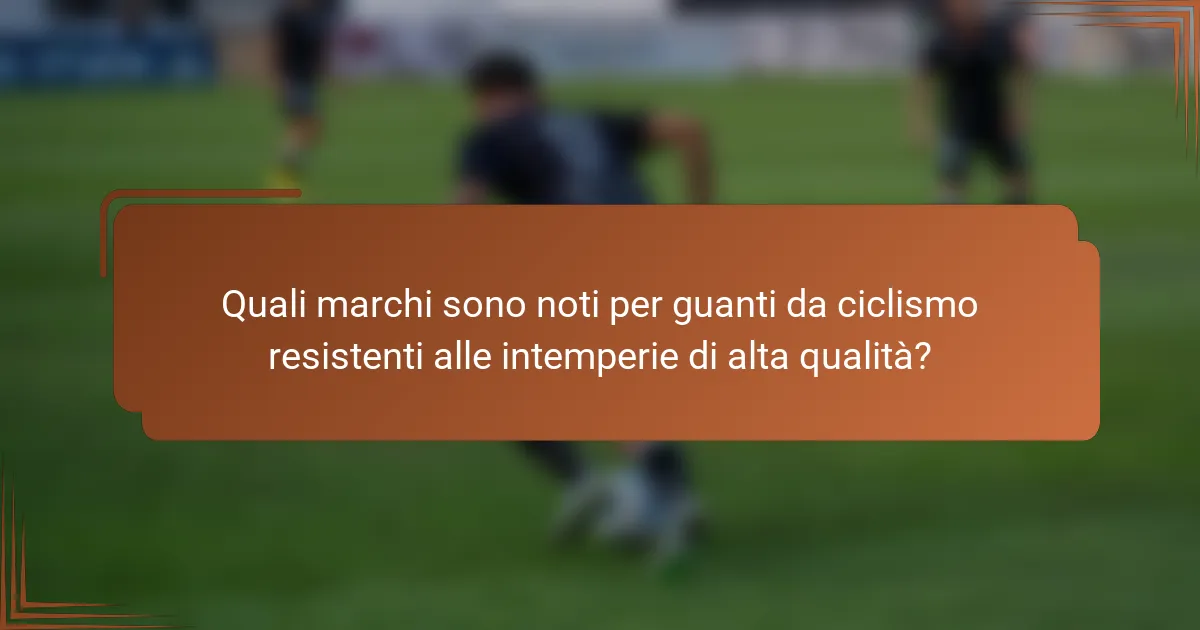 Quali marchi sono noti per guanti da ciclismo resistenti alle intemperie di alta qualità?