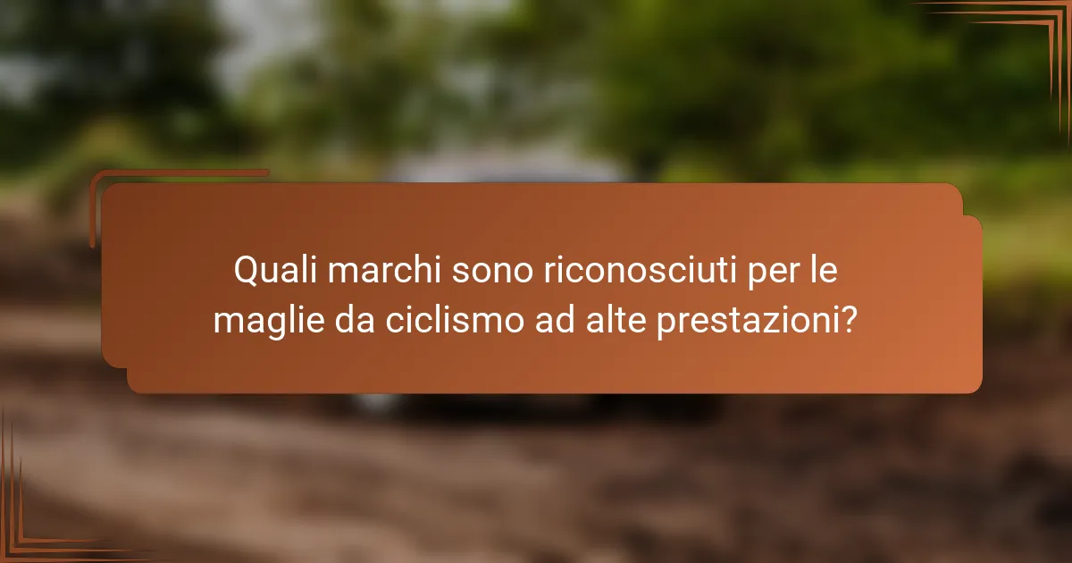Quali marchi sono riconosciuti per le maglie da ciclismo ad alte prestazioni?