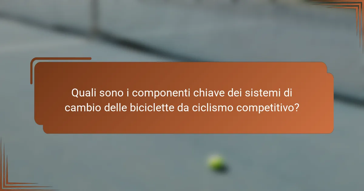 Quali sono i componenti chiave dei sistemi di cambio delle biciclette da ciclismo competitivo?