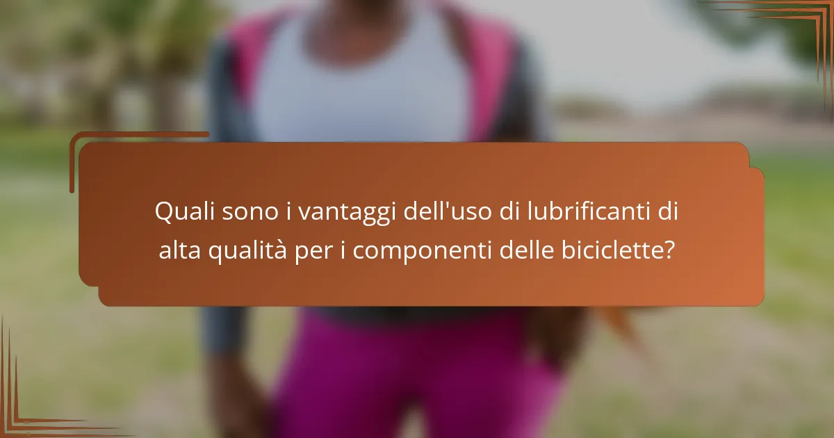 Quali sono i vantaggi dell'uso di lubrificanti di alta qualità per i componenti delle biciclette?