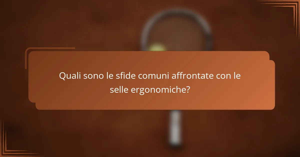 Quali sono le sfide comuni affrontate con le selle ergonomiche?