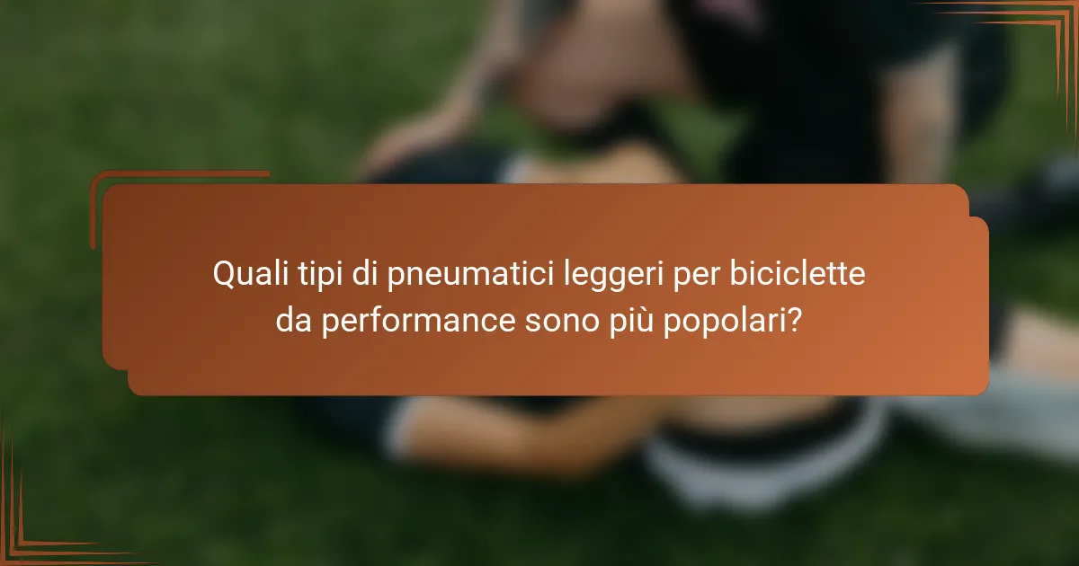 Quali tipi di pneumatici leggeri per biciclette da performance sono più popolari?